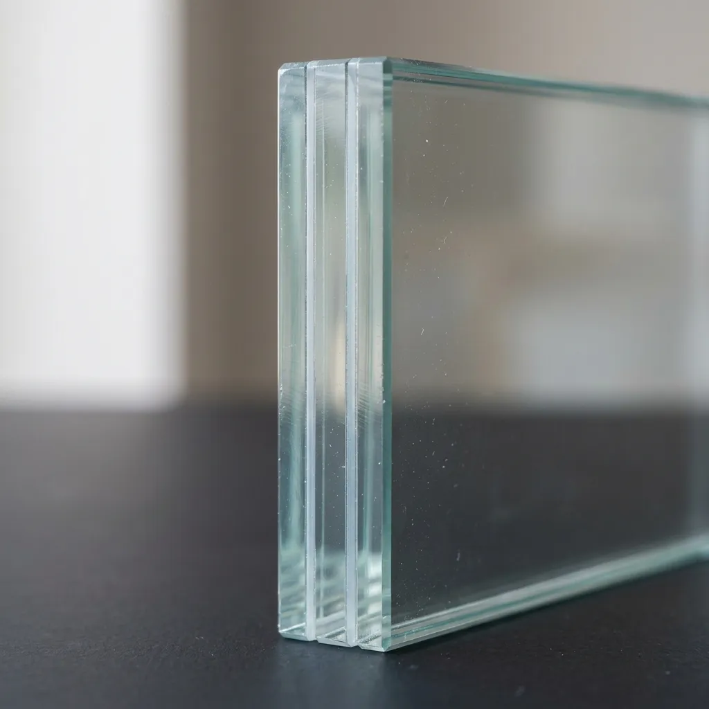 Macro shot of laminated glass layers