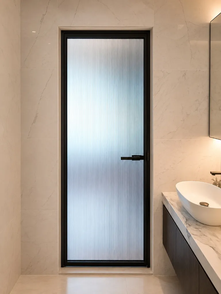 Spirit Door with Black Frame and Fluted Glass